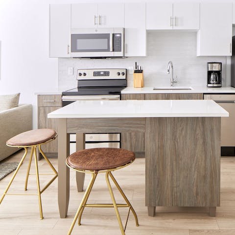 Whip up a bite to eat in the sociable kitchen space