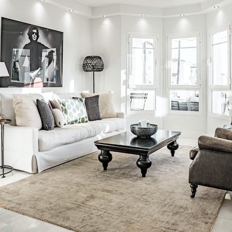 Make yourself at home in the bright and elegant living room 