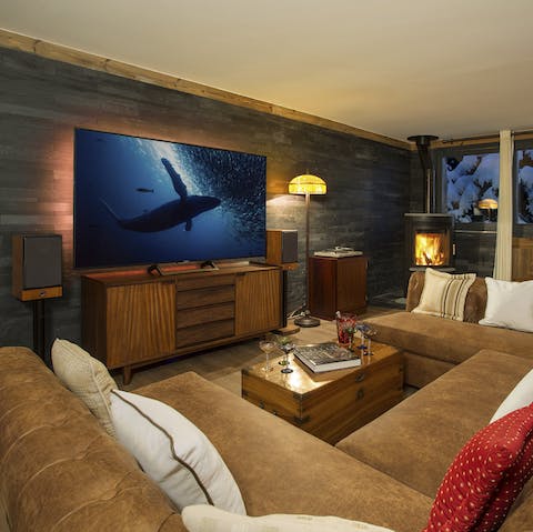 Curl up with a great movie in the cinema room after skiing