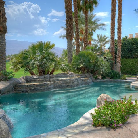 Cool down with a dip in the saltwater pool and spa