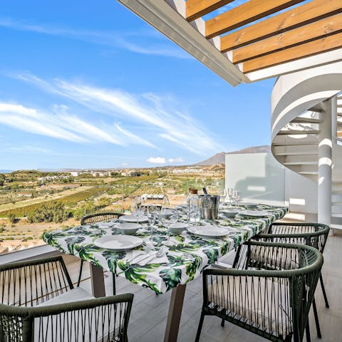 Feast on sea views while dining alfresco on the lower terrace