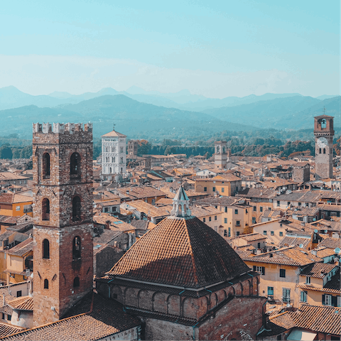 Explore the narrow streets of Lucca – it's less than 7km away