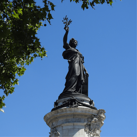 Visit the historic Place de la République, just over a five-minute walk away