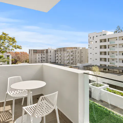 Sip on your morning OJ on your private balcony