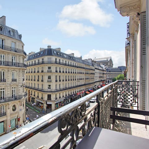 Sip your morning coffee on the balcony and admire views of Rue La Fayette