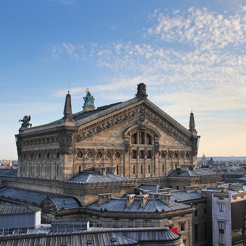 Watch the opera at the Palais Garnier, eight minutes away on foot