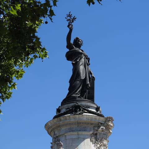 Take an eight-minute wander over to visit the iconic Place de la République