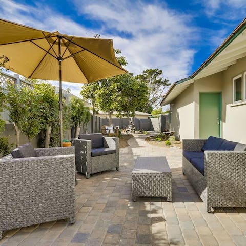 Soak up the sun in the cozy outdoor spaces