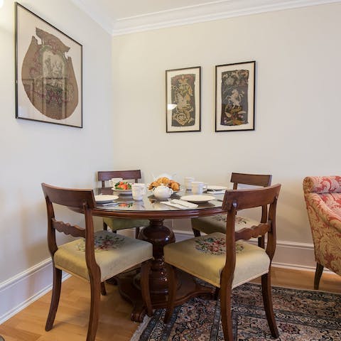 Serve up some British delicacies or afternoon tea at the dining area