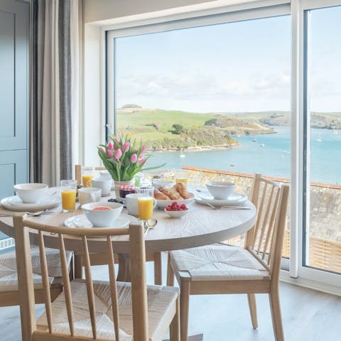 Soak up views of the estuary and countryside over sunny breakfasts