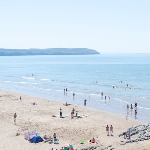 Visit the sandy Welsh coast, just five miles away