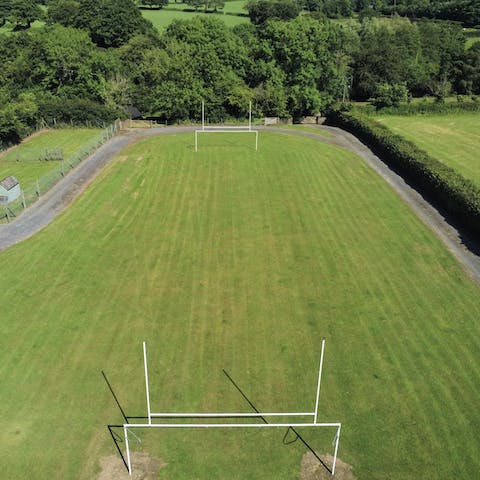 Split yourselves into teams and play on the rugby pitch