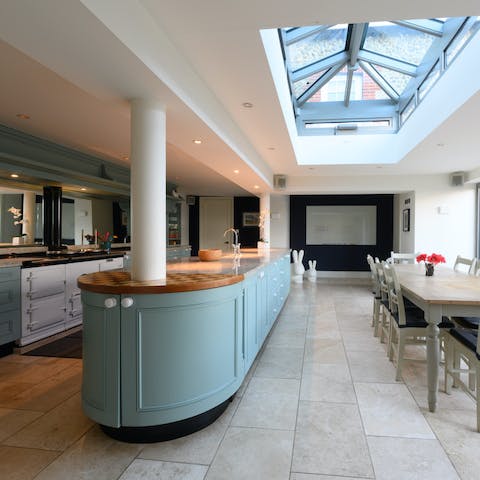 Cook, eat and entertain in the light-filled open-plan kitchen space
