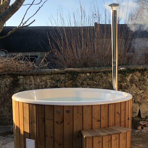 Soak your troubles away in the wood-fired hot tub