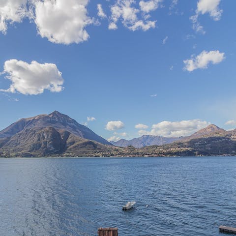 Set sail on a boating adventure across Lake Como – a short walk away