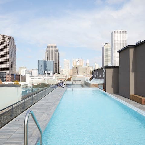 Cool down with a dip on the rooftop pool 