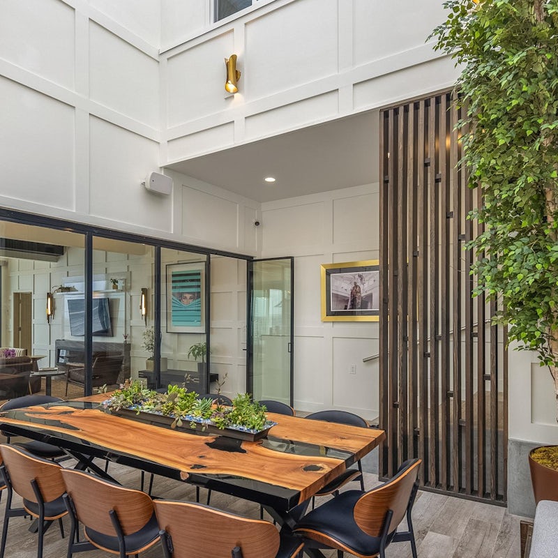 Look forward to mealtimes in the bright atrium