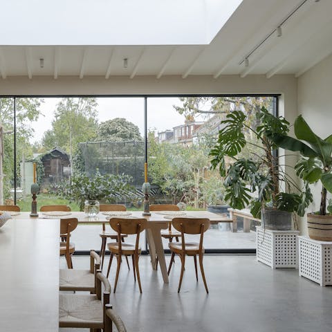 Cook up a storm with a beautiful view in the sleek kitchen 