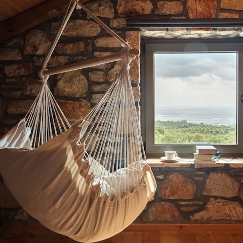 Enjoy a moment of tranquillity in the hammock chair