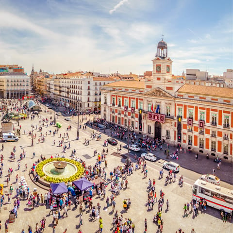 Walk just five minutes to reach Madrid's central square, Plaza Mayor