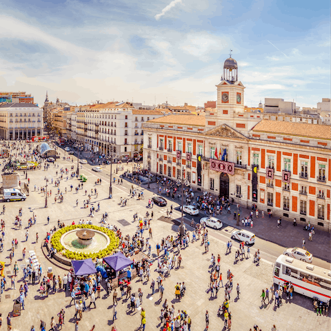 Walk just five minutes to reach Madrid's central square, Plaza Mayor