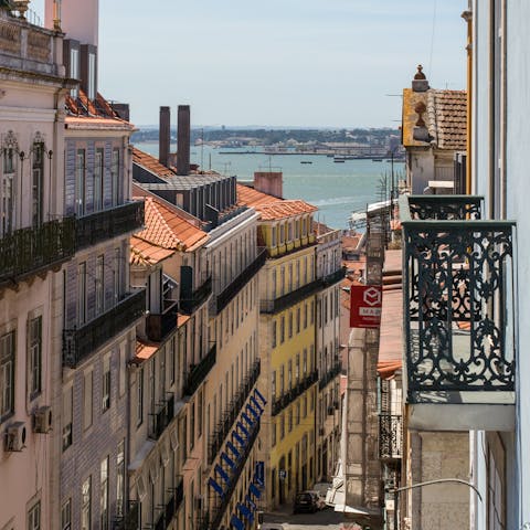 Catch a glimpse of the river from your traditional narrow balcony
