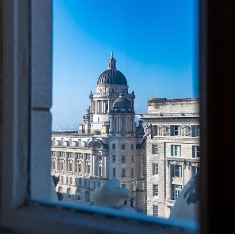 Take in views of the Three Graces and the River Mersey from the windows