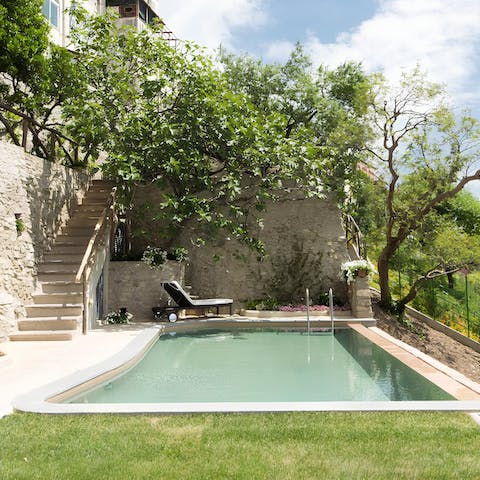 Go for a refreshing dip in the private pool 