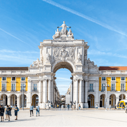 Visit bustling Praça do Comércio, a thirteen-minute stroll from your door