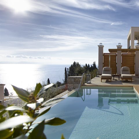 Revel in a cooling dip in the private outdoor pool as you gaze out at views of the ocean