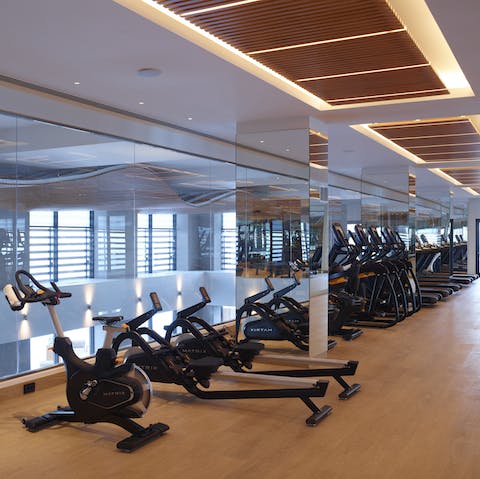 Work up a sweat in the communal gym facilities located on-site