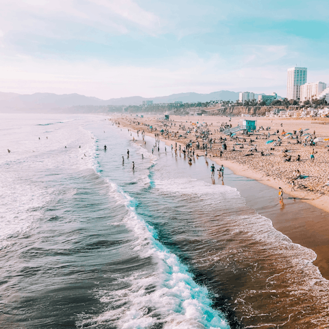 Spend a day on the beach in Santa Monica – a short drive away