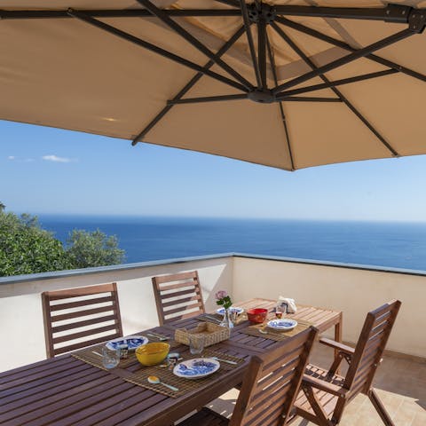 Try some local delicacies for lunch on the terrace