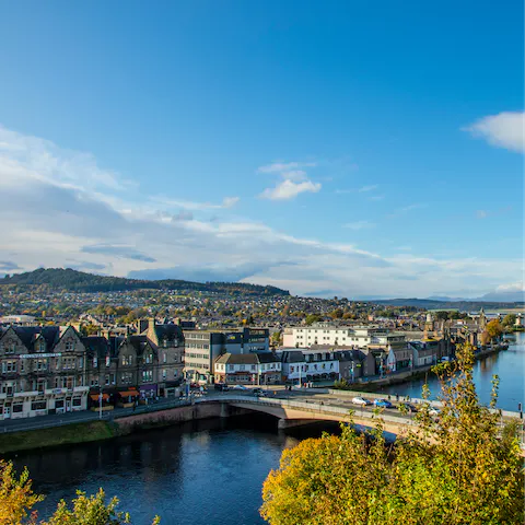 Drive to the pretty riverside city of Inverness in just half an hour