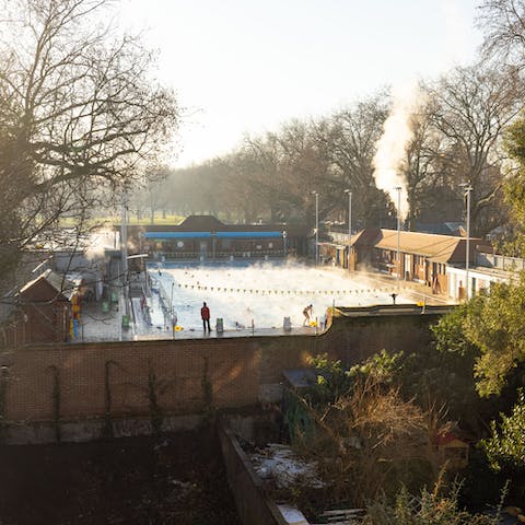 Look over London Fields Lido from the home's terraces and perhaps go for a dip yourself