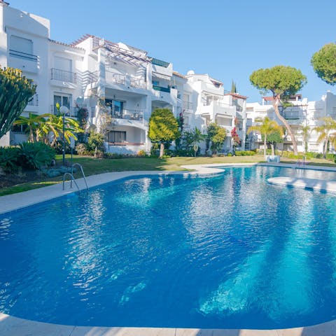 Cool off from the Costa del Sol heat in the shared pool