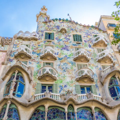 Gaze up at some of Gaudí's masterworks as you stroll along the streets of Barcelona, 45km away