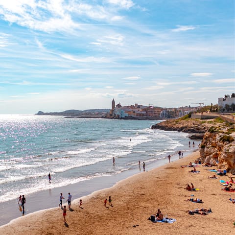 Spend a day down on the golden sands of Sitges' many beaches, less than a twenty-minute drive