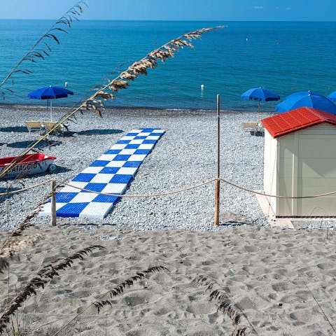 Stroll down to the beach in two minutes and go for a swim in the Gulf of Policastro
