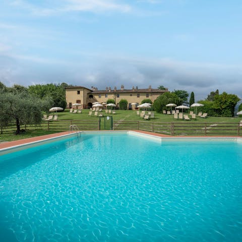 Cool off in the communal pool – the perfect respite from the Tuscan heat