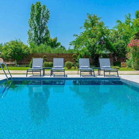 Snooze on a lounger or splash about in the private pool