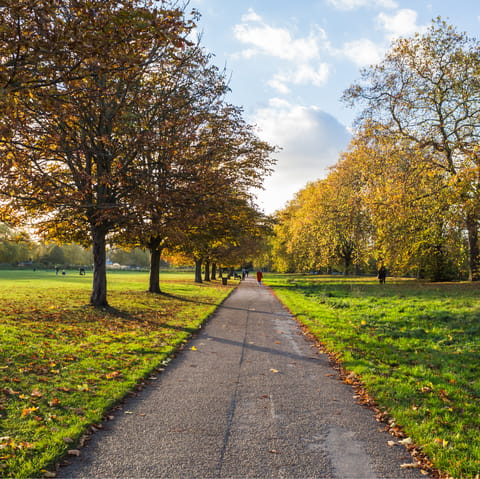 Relish peaceful morning strolls and car-free bike rides through nearby Hyde Park