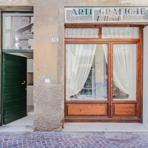 Stay in a former graphic arts studio near the Piazza San Michele