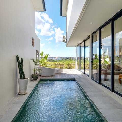 Cool off from the Bali summer in the refreshing private pool