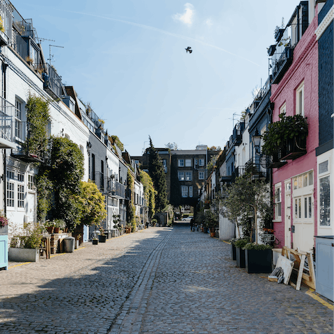 Explore colourful Notting Hill, just a fifteen-minute walk away