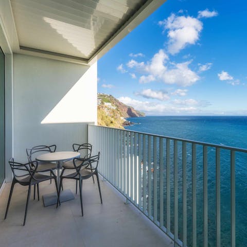Gaze out at the dreamy ocean views from the water-facing balcony