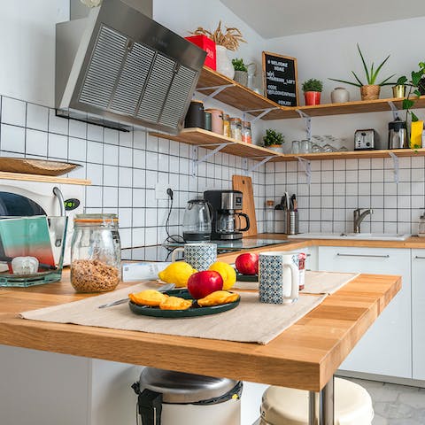 Tuck into croissants for breakfast in your modern kitchen space