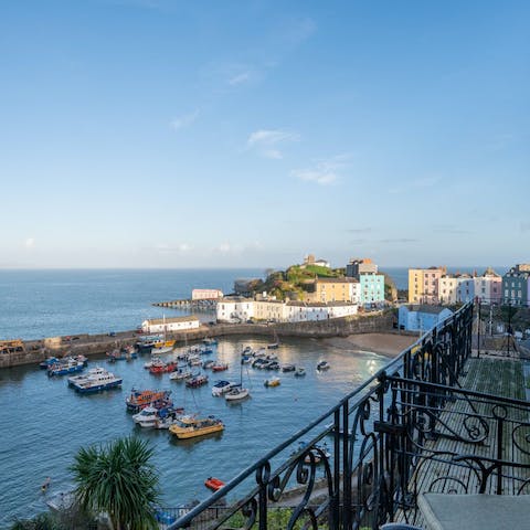 Relax on the balcony with a glass of wine and admire the harbour views