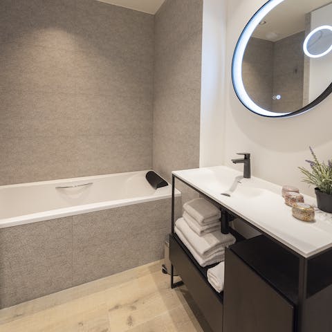 Treat yourself to a long soak in the tub after a day of exploring the city on foot