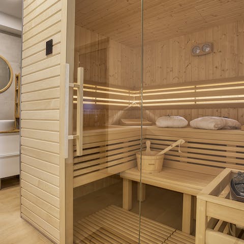 Unwind after a day of island hopping in the Finnish sauna 